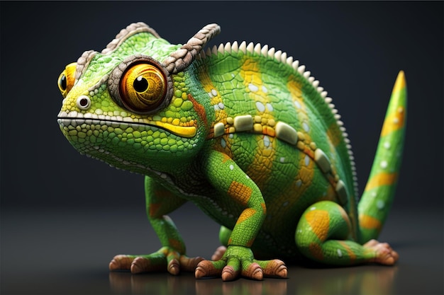 Photo full body chameleon in cartoon style full studi