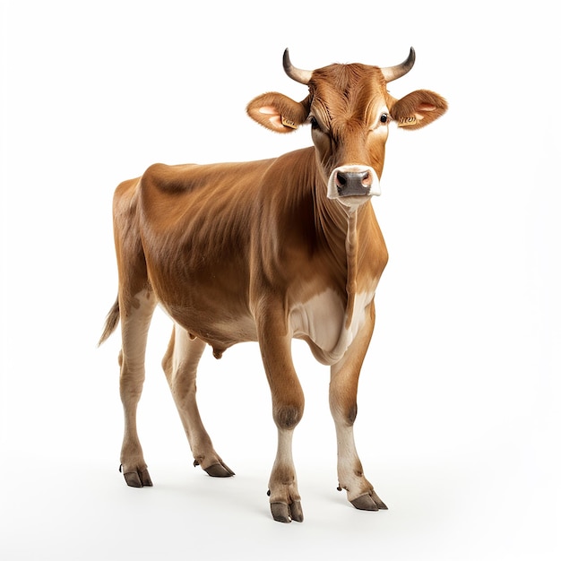 Photo full body of detailed cow isolated on white background generated by ai