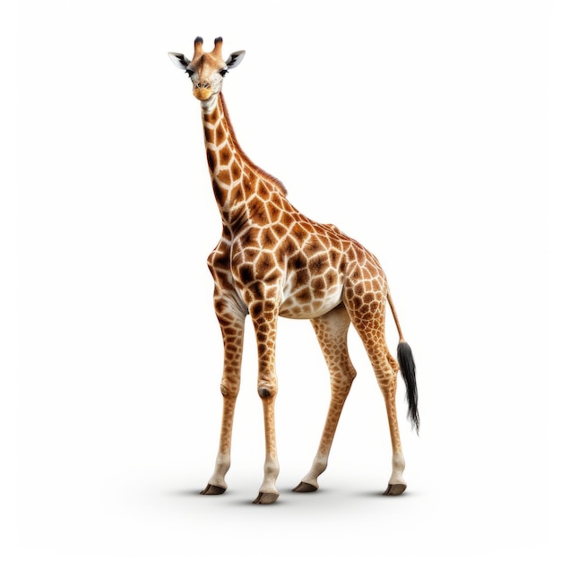 Full Body Giraffe Hyper Realistic Illustration with Transparent and High Resolution on White Backgr