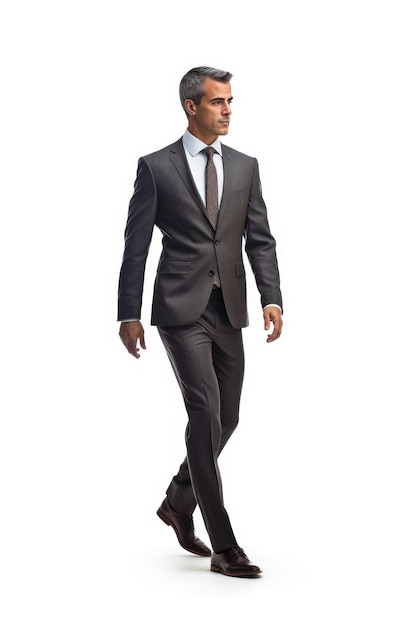 Photo full body portrait of businessman walking isolated cutout on white background