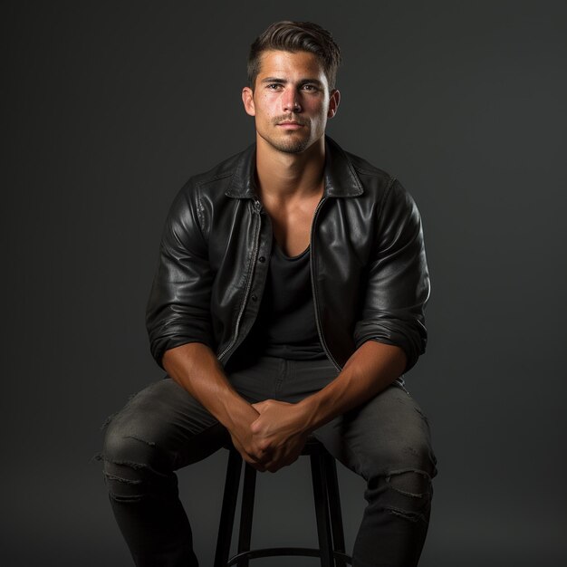 Photo a full body portrait of a man sitting on a barstool