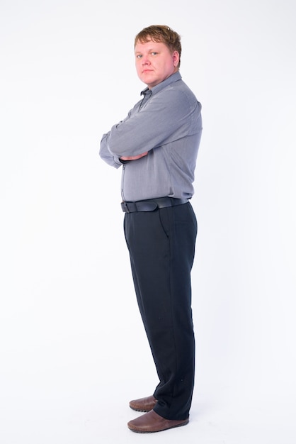 Photo full body portrait of overweight businessman