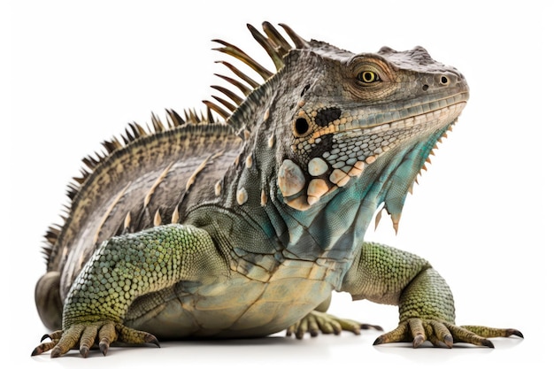 Full Body Shot of Iguana on White Background