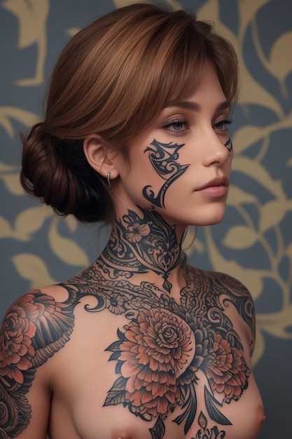 A full body tattoo female character Photo Ai Generated