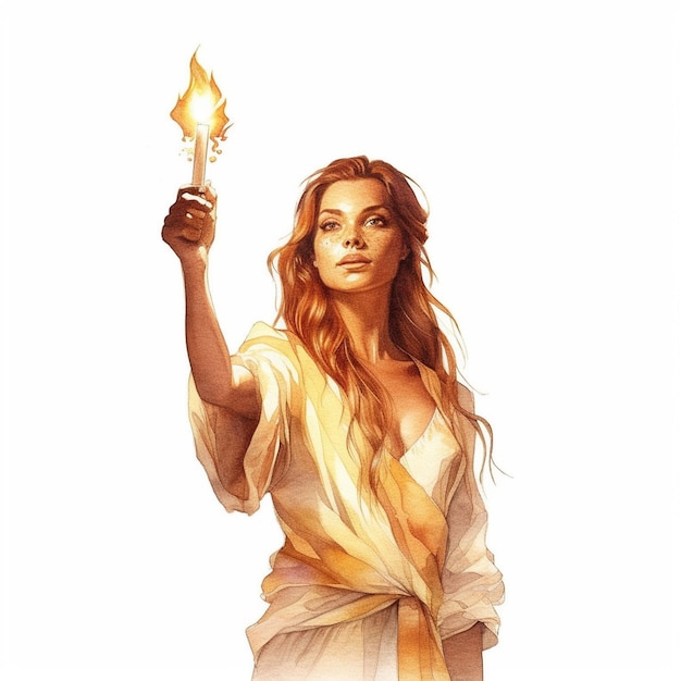 Фото Женщина с полным телом - это девушка, сделанная из огня. элемент огня ай создал искусство.