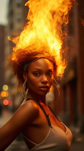全身の女性は火火の要素から作られた女の子です アイは芸術を生み出しました