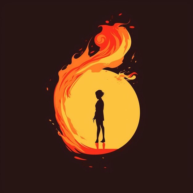 Photo full body woman is a girl made of fire fire element ai generated art