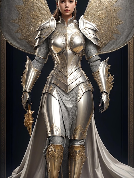 Full body woman wearing the armor of god