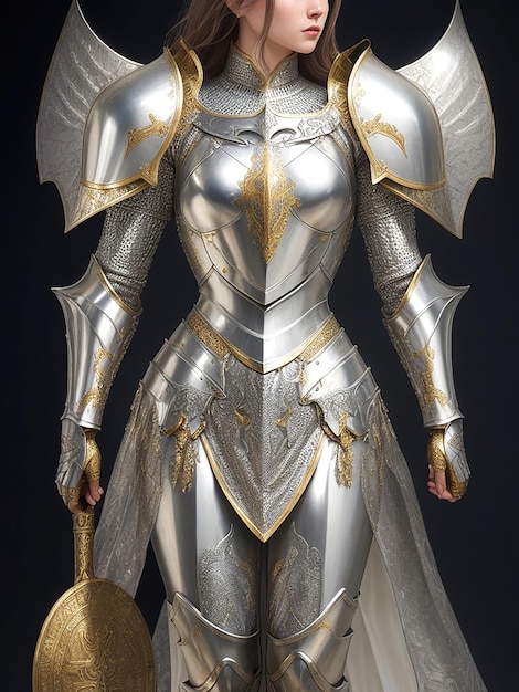 Full body woman wearing the armor of god