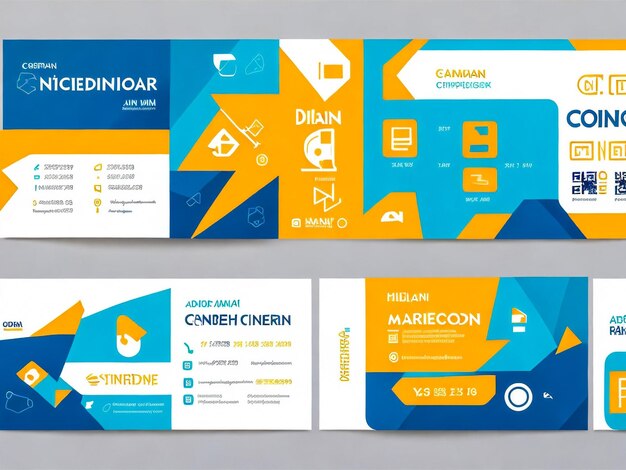 Full brand identity set three business card or visiting card template Modern professional busines