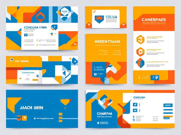 Full brand identity set three business card or visiting card template Modern professional busines