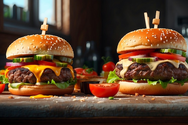 Full burger ultra realistic image AI