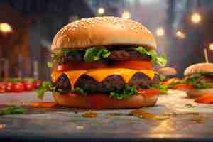 Photo full burger ultra realistic image ai