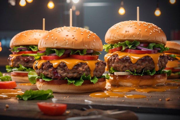 Foto immagine ultra realistica dell'ai del burger completo