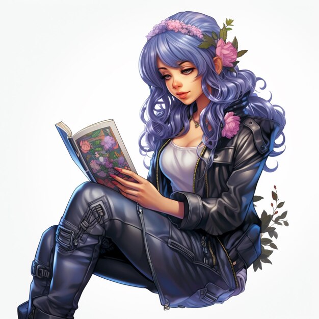 Photo full color anime style stickers beautiful ai generated image