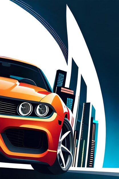 Фото Полноцветный плакат спортивного автомобиля плакат спортивного автомобиля