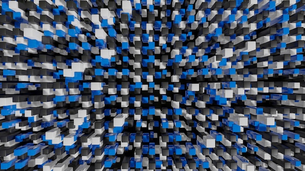 Full color squares extruded abstract 3d cityscape