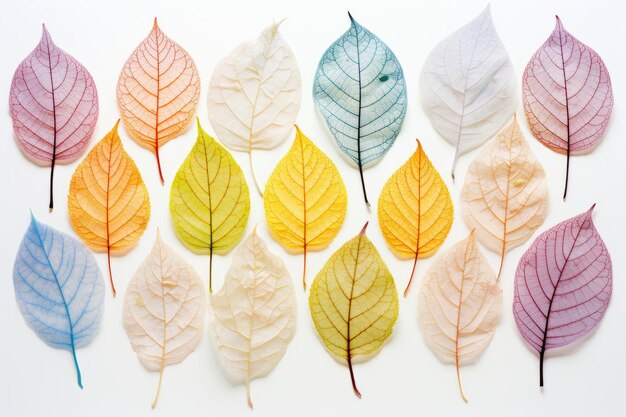 Full Color Transparent skeleton leaves On White