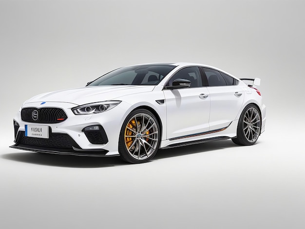 Full focus full body van een mooie moderne auto full body op witte achtergrond ultra scherp ultra realistisch