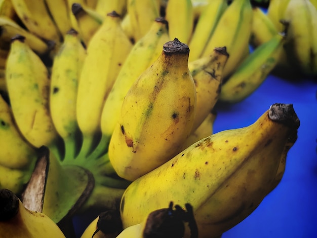 Full Frame Background of Bunch of Ripe Yellow Bananas