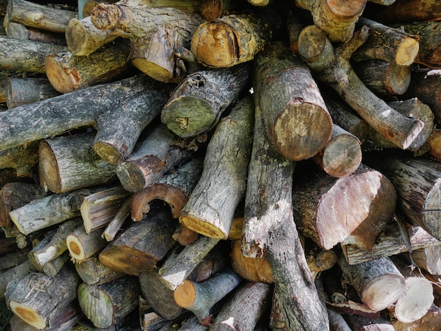 Full Frame Background of Pile of Wooden Logs