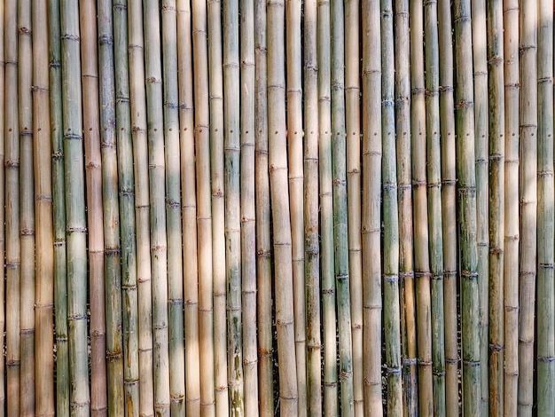 Foto sfondo full frame della parete di bambù tradizionale bastoni