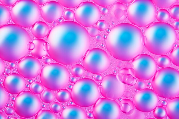 Foto confine pieno di bolle blu e rosa sullo sfondo