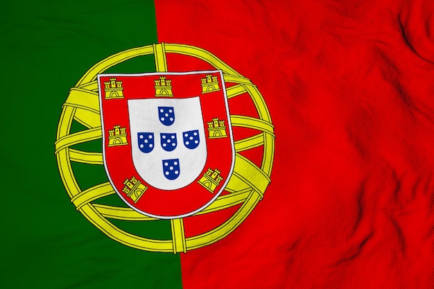 Full frame close-up op een wapperende Portugese vlag in 3D-rendering