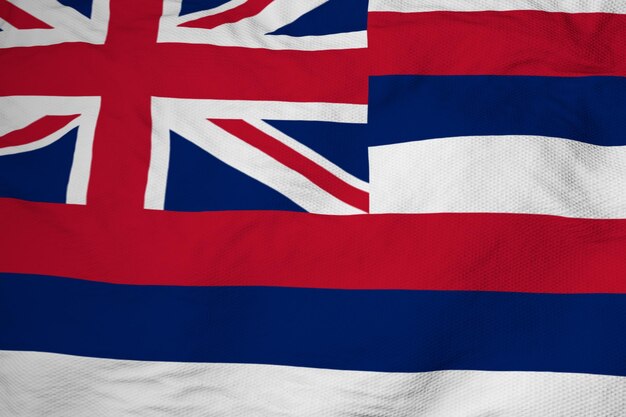 Full frame close-up op een wapperende vlag van Hawaii USA in 3D-rendering