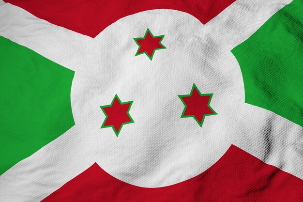 Photo full frame close-up on a waving flag of burundi in 3d rendering