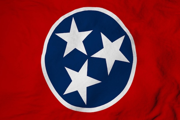 Full frame closeup on a waving flag of Tennessee USA in 3D rendering