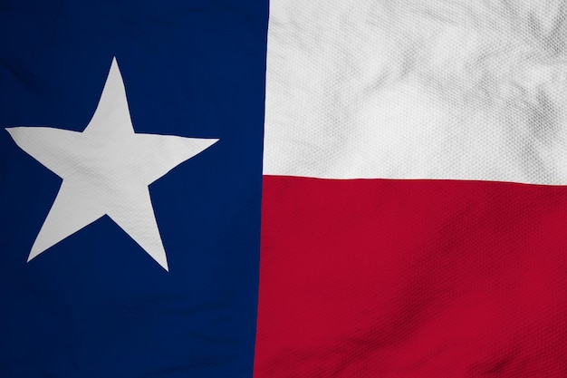 Full frame closeup on a waving flag of Texas USA in 3D rendering