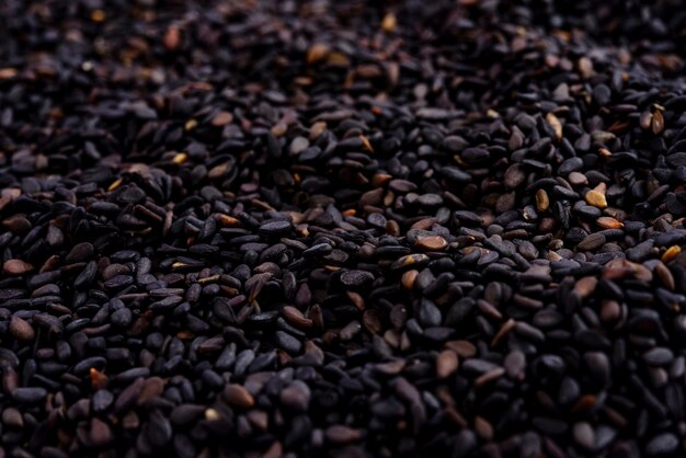 Full frame of dark sesame.  