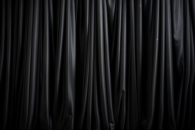 Full frame of folded black curtain