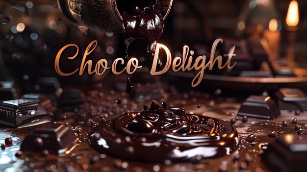 チョコレートが溶けるフレーム テキストのバナーと チョコーの喜び 巻きとスペース 創造的なAI