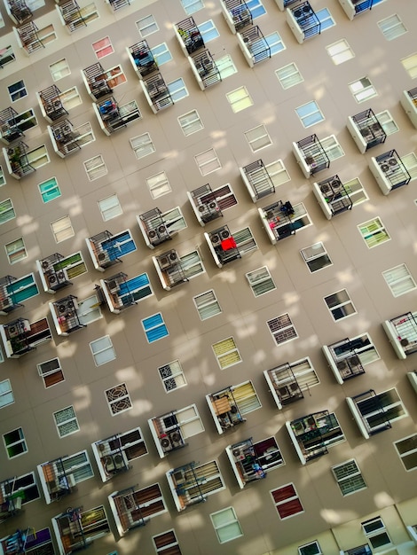 Full frame shot of apartment windows