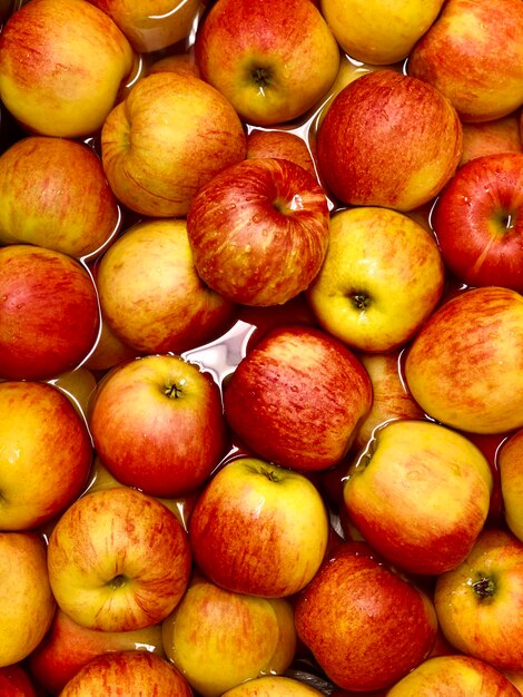 Full frame shot of apples for sale at market stall