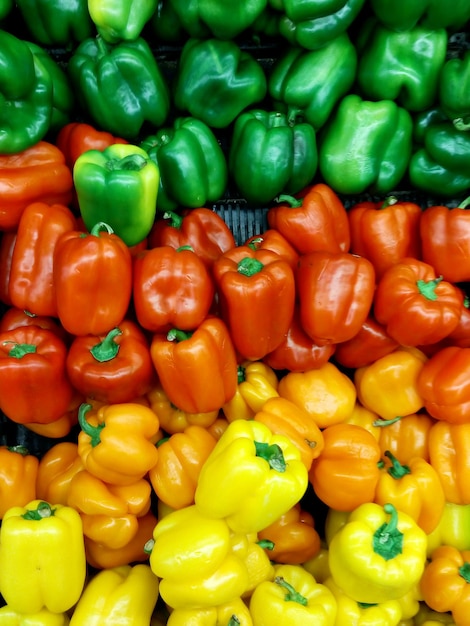 Full frame shot of bell peppers for sale in market