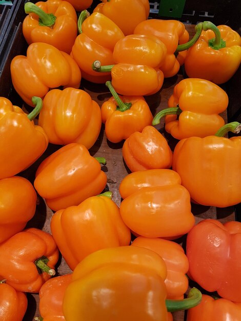 Full frame shot of bell peppers for sale in market