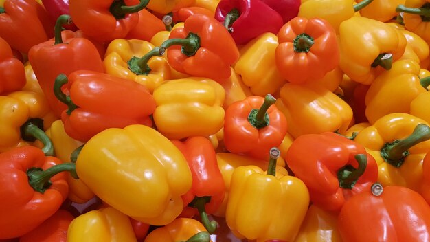 Full frame shot of bell peppers for sale in market