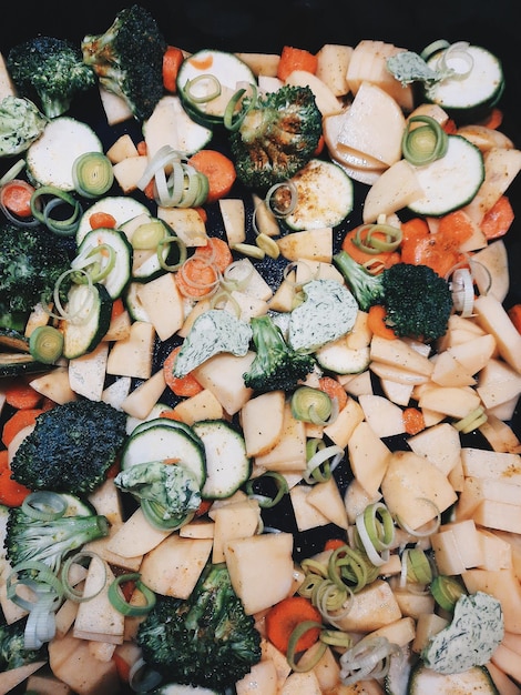 Full frame shot of chopped vegetables