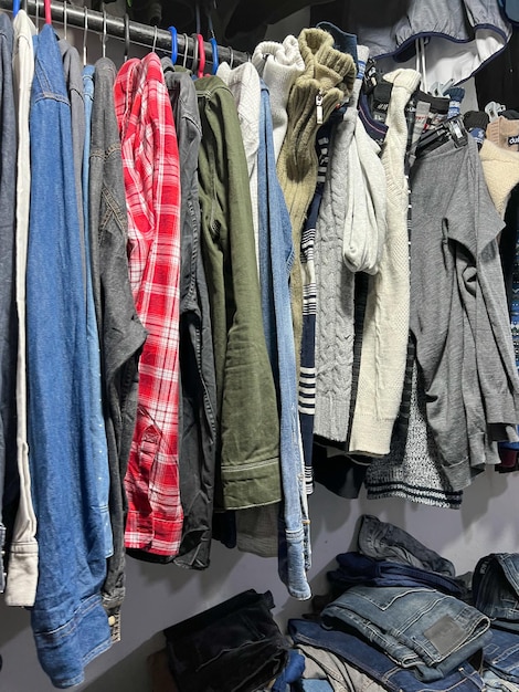 Photo full frame shot of clothes hanging in store