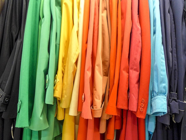 Full frame shot of colorful clothes at shop
