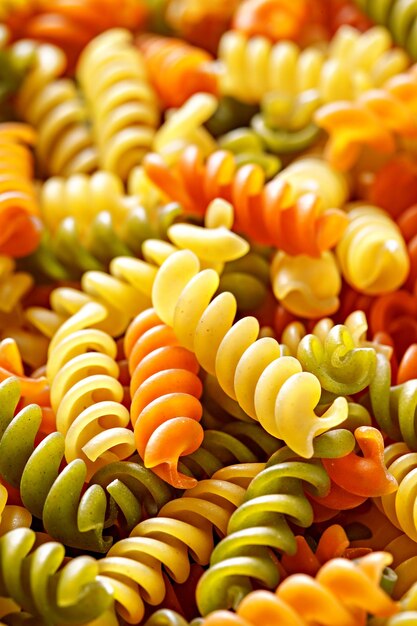 Full frame shot of colorful fusilli pasta