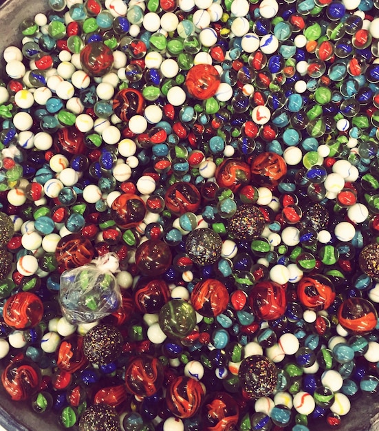 Full frame shot of colorful marble balls