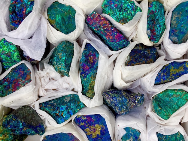 full frame shot of colorful wrapped rocks