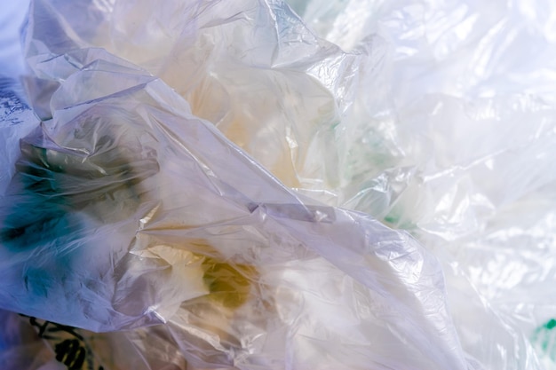full frame shot of crumpled plastic bags