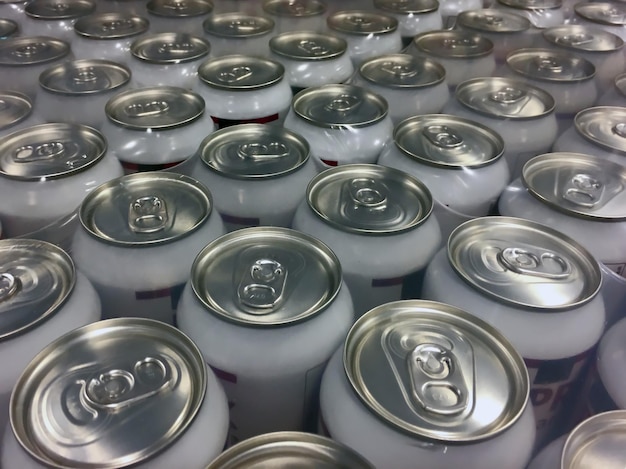 Full frame shot of drink cans