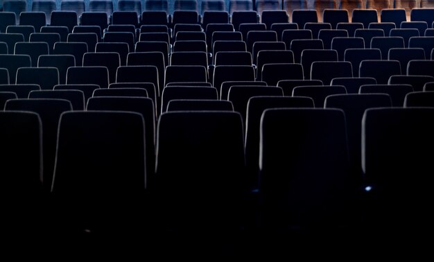 Full frame shot of empty chairs in movie theater