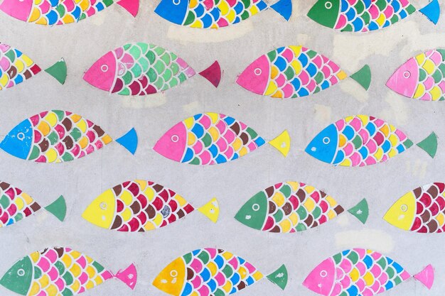 Foto scatto completo di tessuto con disegno di pesce